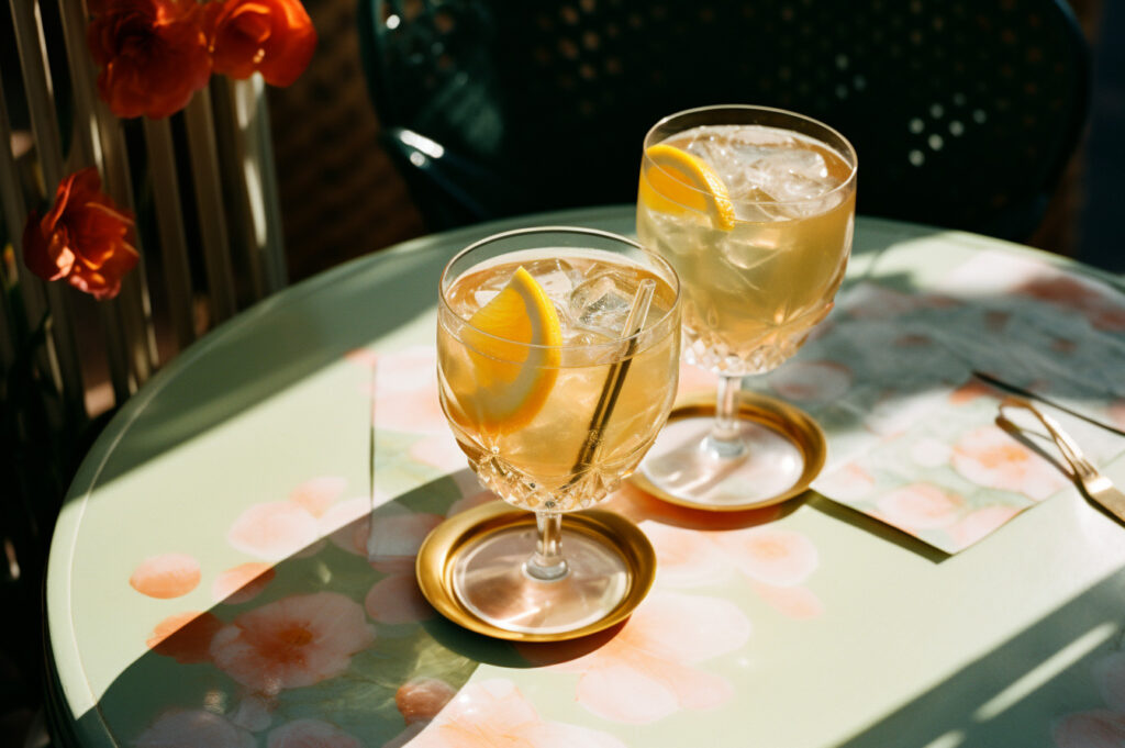 Two Citrus Cocktails on a Table