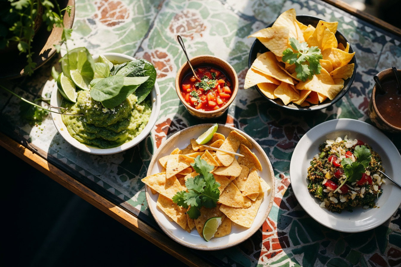 Upscale Mexican cuisine on a decorated table