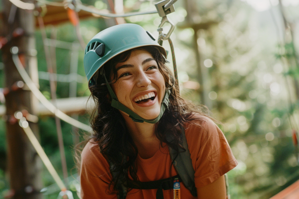 A woman enjoying an outdoor activity