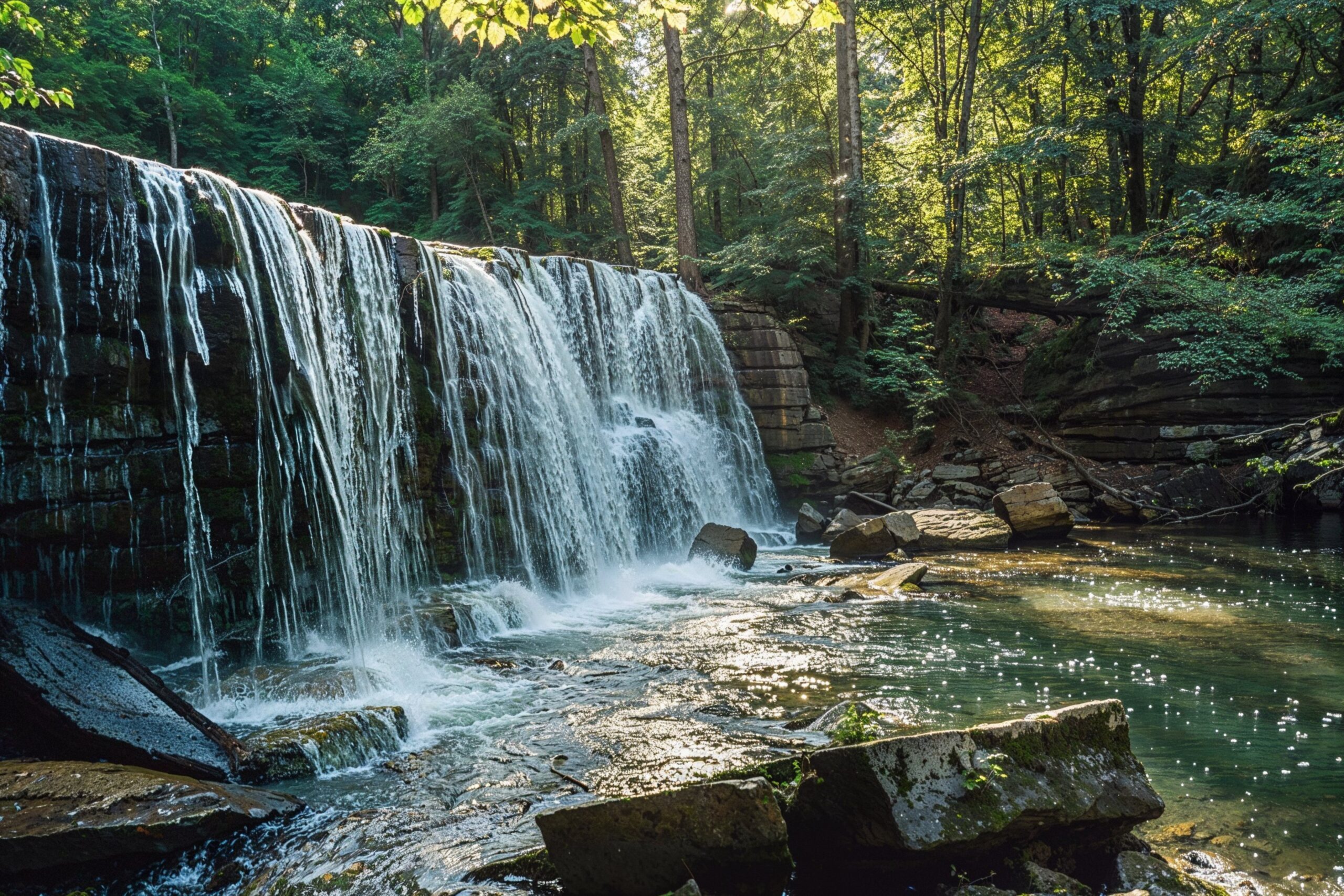 Waterfall in a Serene Forest