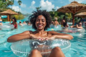 Person enjoying a swim during Memorial Day weekend